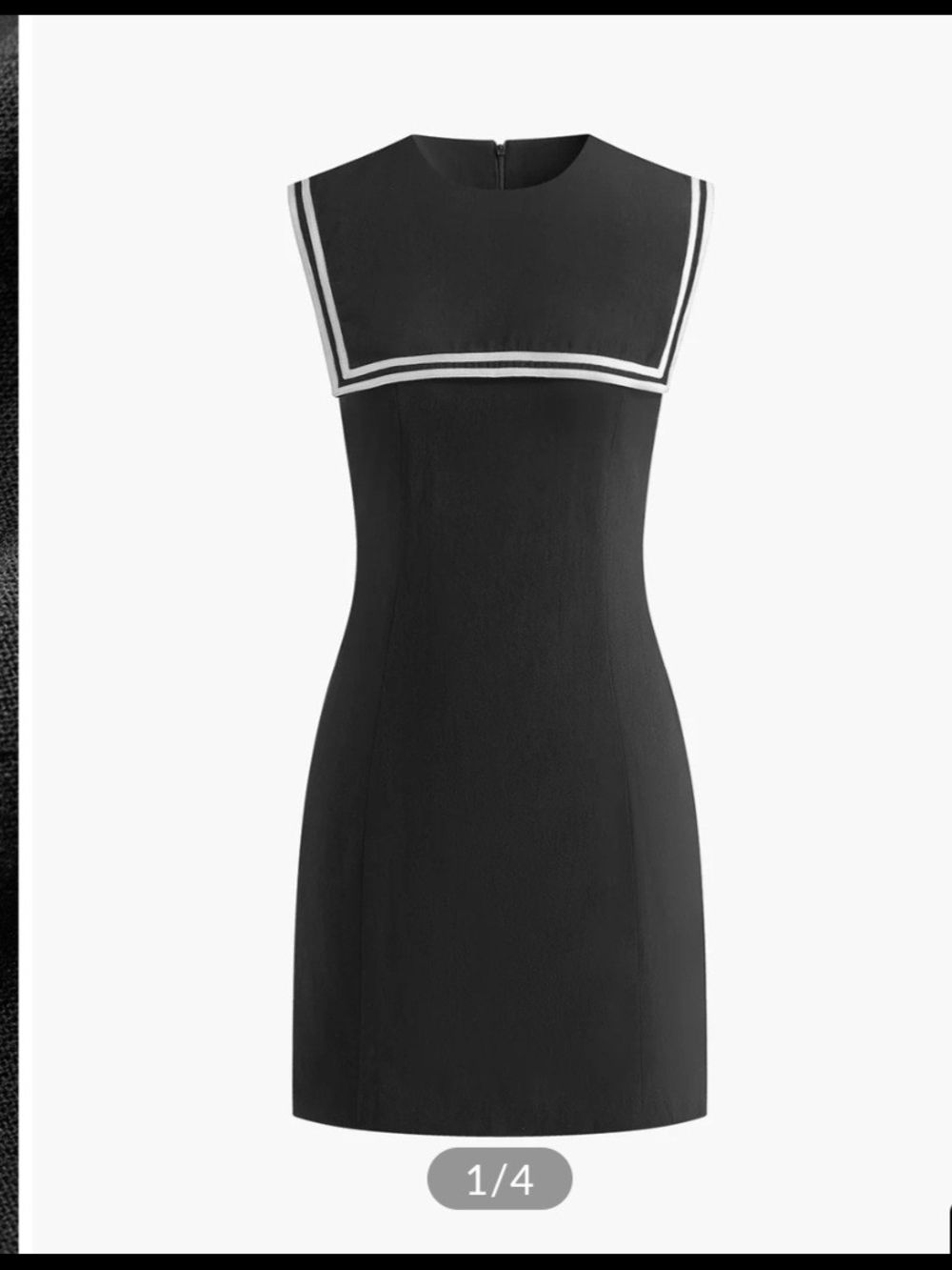 Commense Black Mini Dress with White Sailor Trim